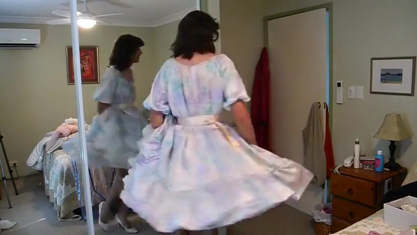 Jerking Off in Satin Dress