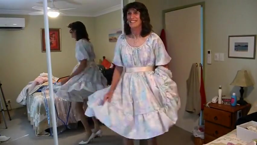 Jerking Off in Satin Dress