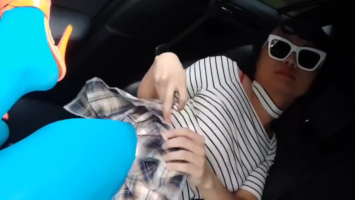 Ponnyboy Is Walking In The Street Withe Sexy Blue Pantyhose