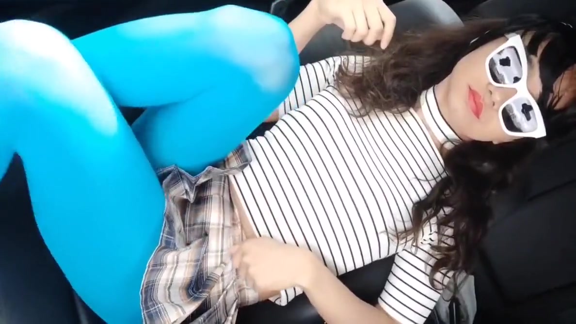 Ponnyboy Is Walking In The Street Withe Sexy Blue Pantyhose