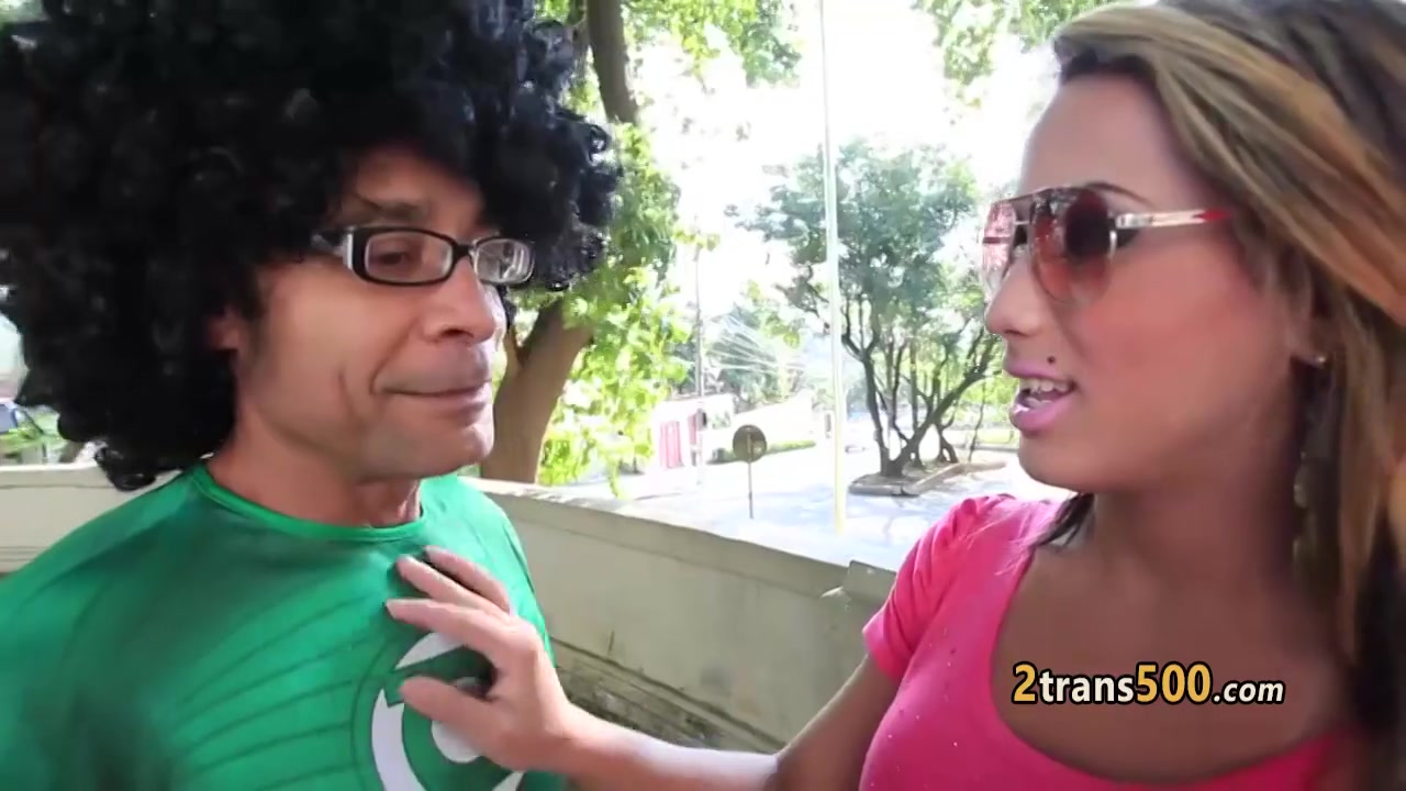Costumed Guy Bangs Shemale Whore