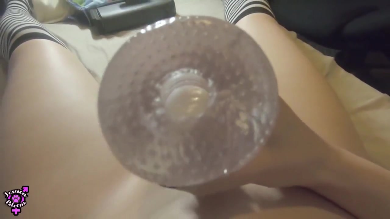 Shemale Licks Her Cum Out Of Fleshlight & Jerks Big Cock - Jessica Bloom