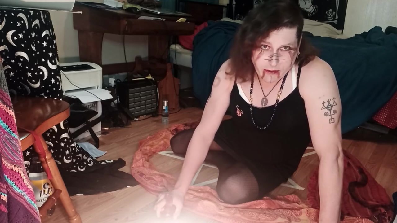Transgender Witch Demonstrates Sigil Magick( 2 Of 2: With Ass Play And Masterbation)