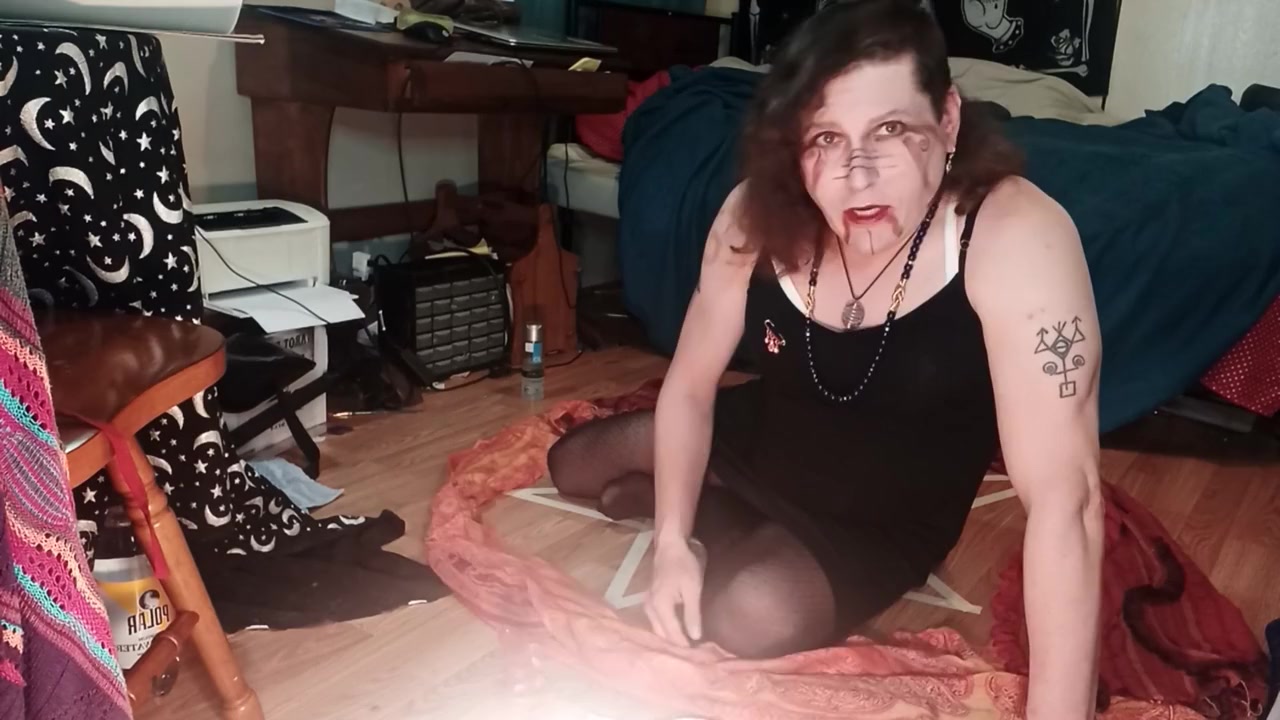 Transgender Witch Demonstrates Sigil Magick( 2 Of 2: With Ass Play And Masterbation)