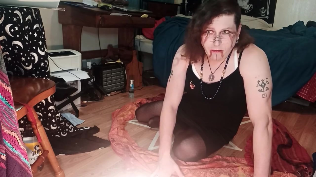 Transgender Witch Demonstrates Sigil Magick( 2 Of 2: With Ass Play And Masterbation)