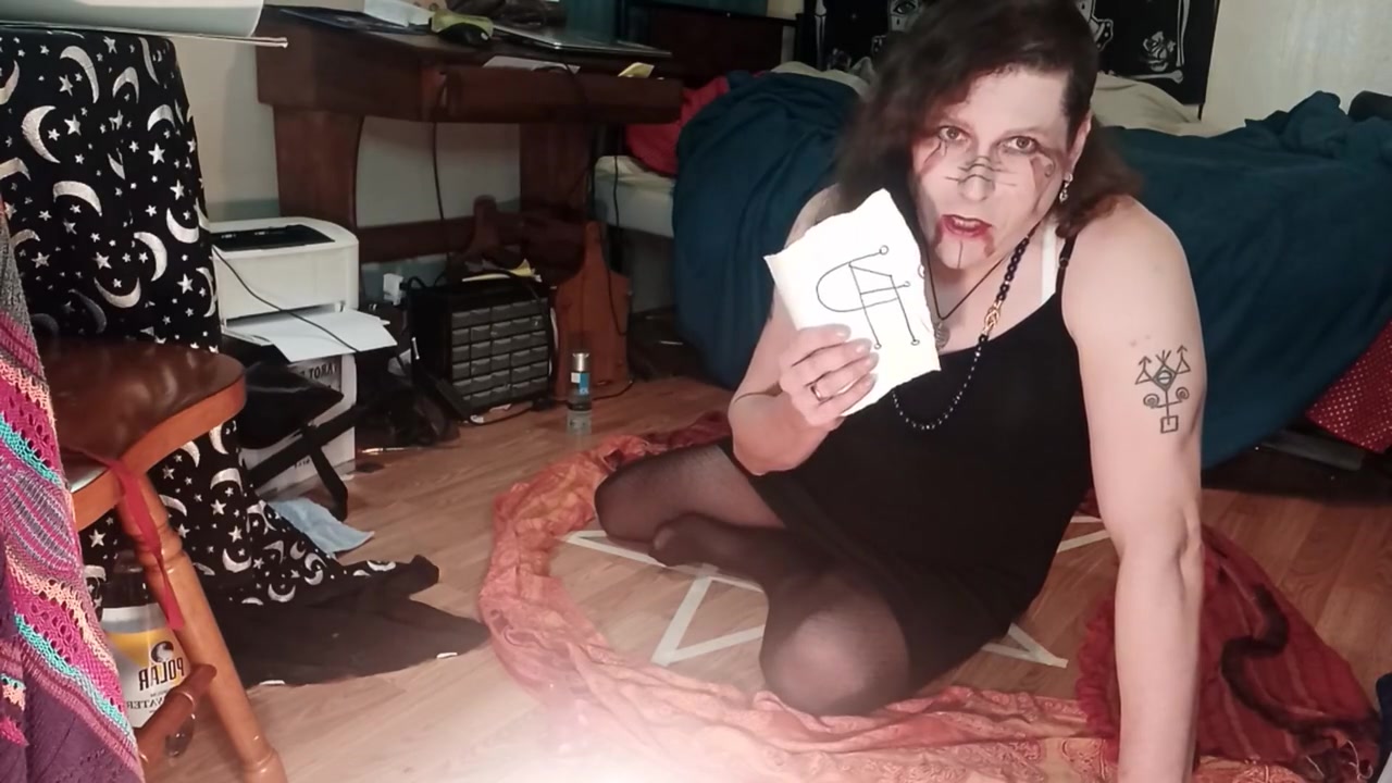 Transgender Witch Demonstrates Sigil Magick( 2 Of 2: With Ass Play And Masterbation)