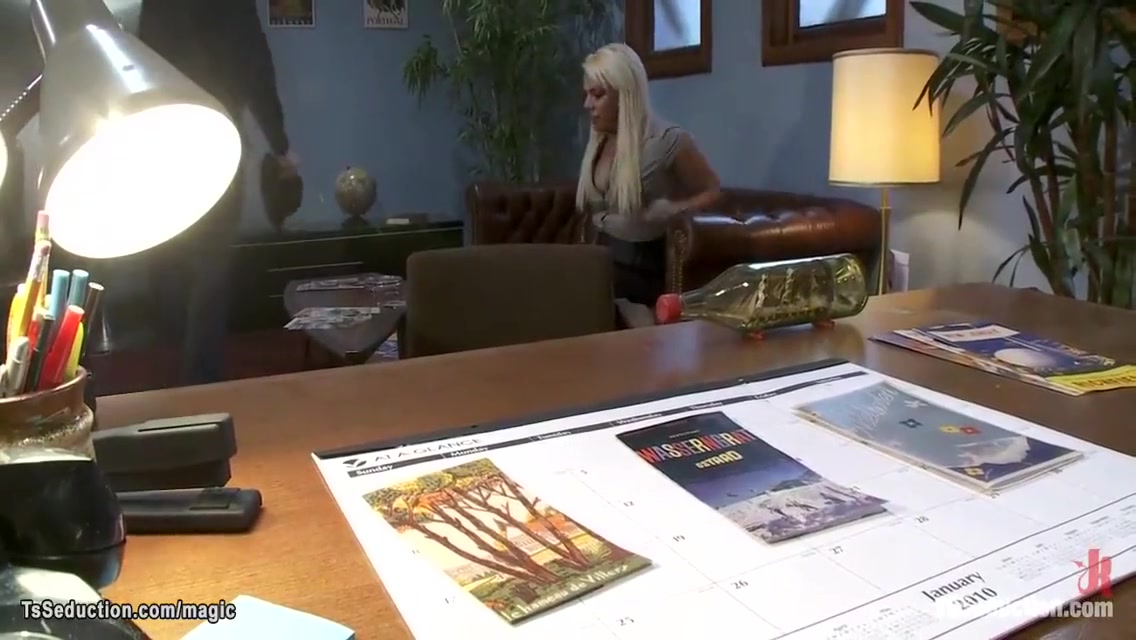 Busty Blond Shemale Fucks Man In Office 5 Min