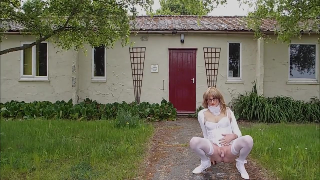 Tranny Outdoors Squirting Milk, Pissing And Masturbating