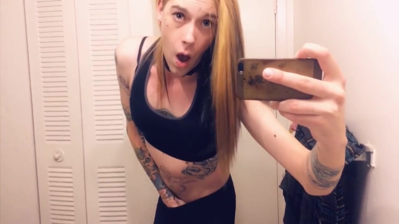 Pretty Tgirl In Leggings Shows Her Tiny Dick