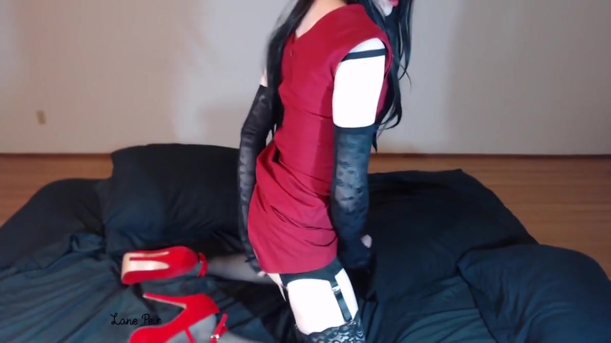 Lane Peur Red Dress Solo Anal Masterbation And Cum