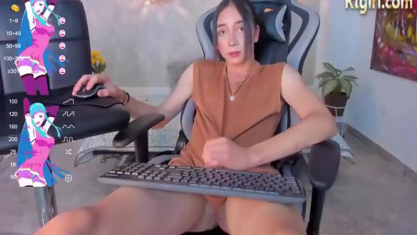 Slender Latina teen 18+ Trans Cutie With Sexy Feet Legs Strokes Her Cock