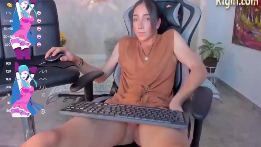 Slender Latina teen 18+ Trans Cutie With Sexy Feet Legs Strokes Her Cock