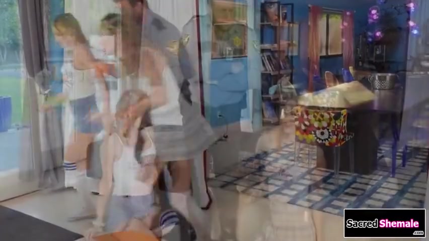 Sorority Ladyboy Gets Barebacked In A 3some - Billie Beaumont