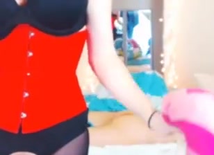 Red corset fucks guy