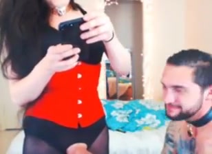 Red corset fucks guy