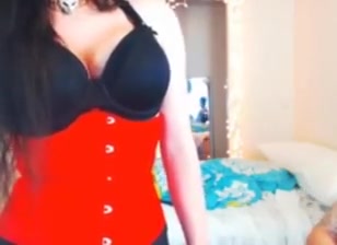 Red corset fucks guy