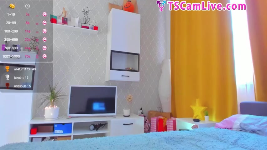 Attractive & Seductive T-girl In Black Lingerie In A Webcam Show