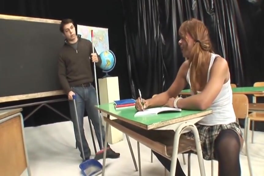 Shemale student 18+ uses cock for teachable moment