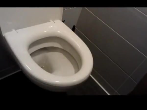 Fucking myself with a toilet brush in women restroom