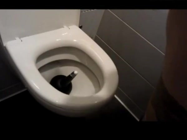 Fucking myself with a toilet brush in women restroom