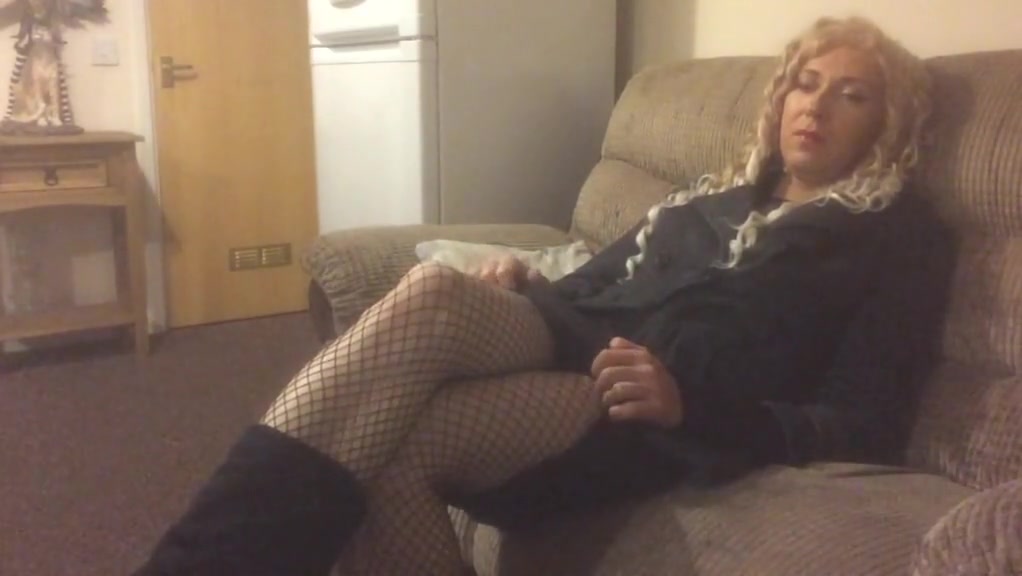 Crossdresser sweet sofa tease