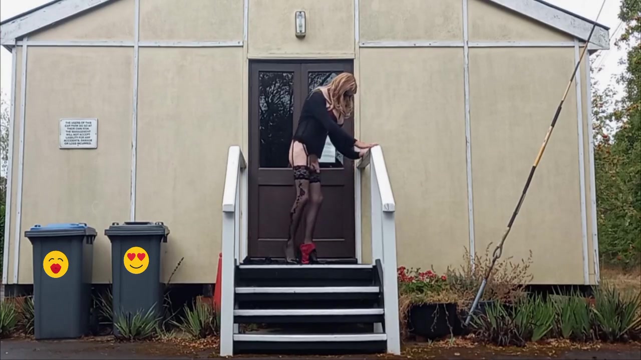 Tranny Masturbating Outdoors At The Hut
