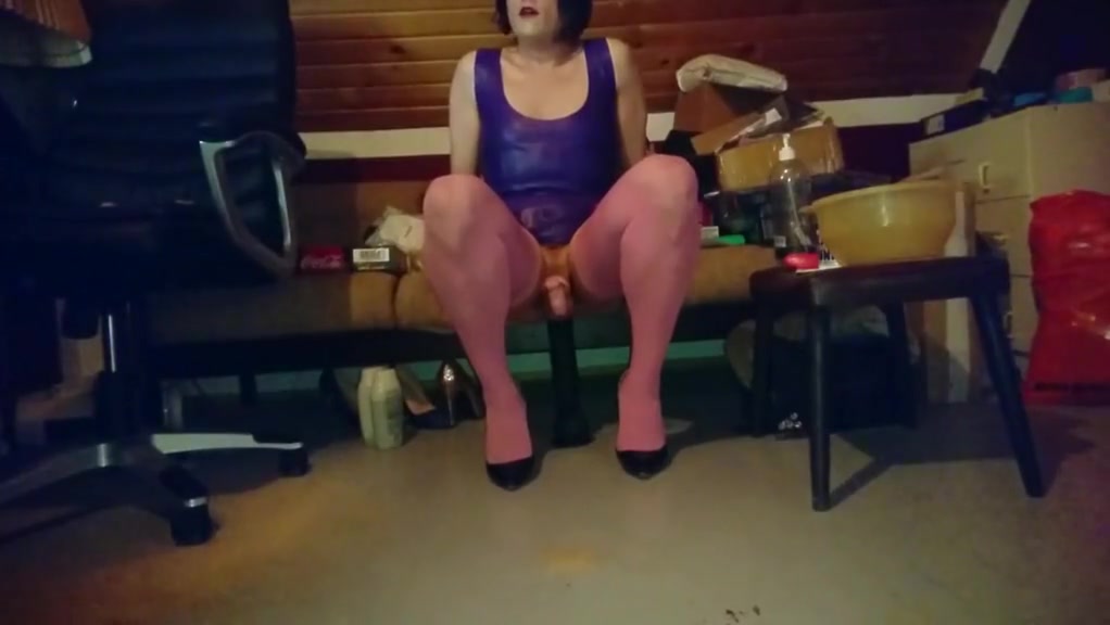 Black dildo in my ass and my latex dress on1