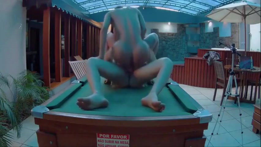 Busty Ts Rides Her Dates Cock On Top Of A Billiard Pool