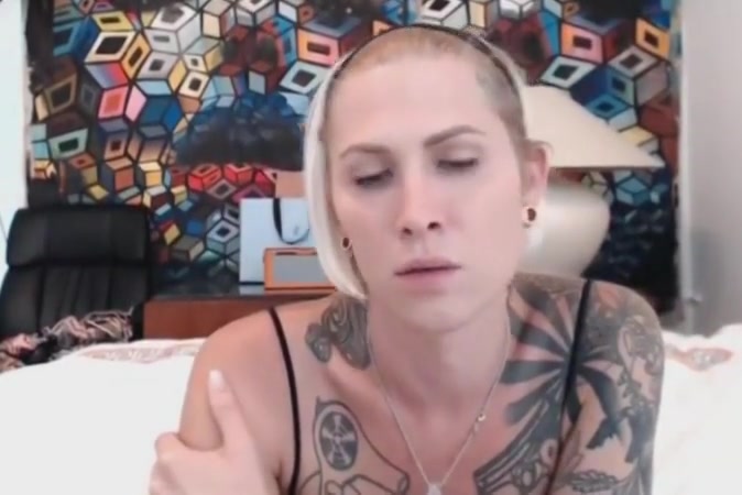 Big tits blonde tranny moans from masturbating