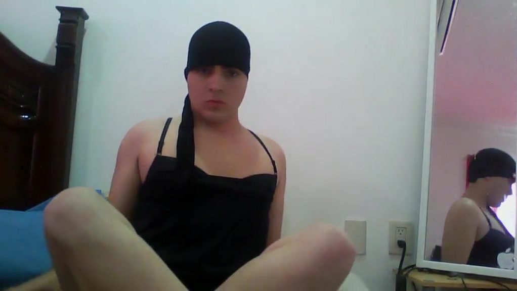 eighteen sissy boy crossdresser on lingerie
