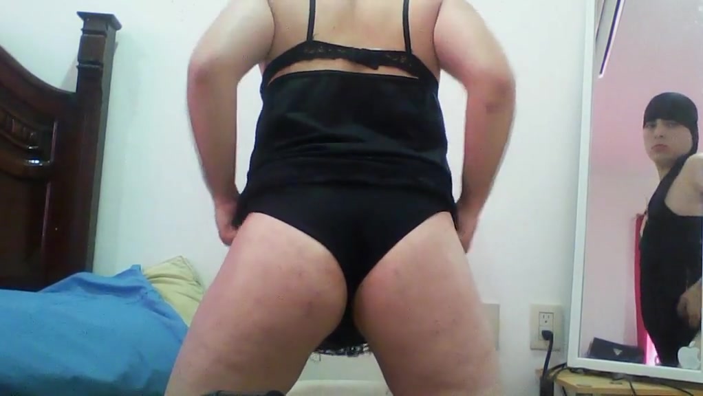 eighteen sissy boy crossdresser on lingerie