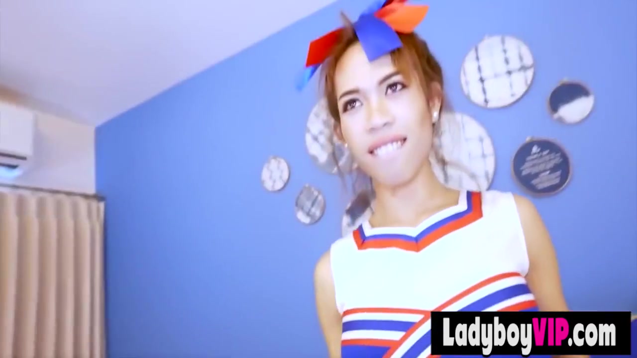 Extra Sexy Thai Ladyboy Puts On A Cheerleader Uniform Then After A Bit Of Dancing She Is Ready 7 Min