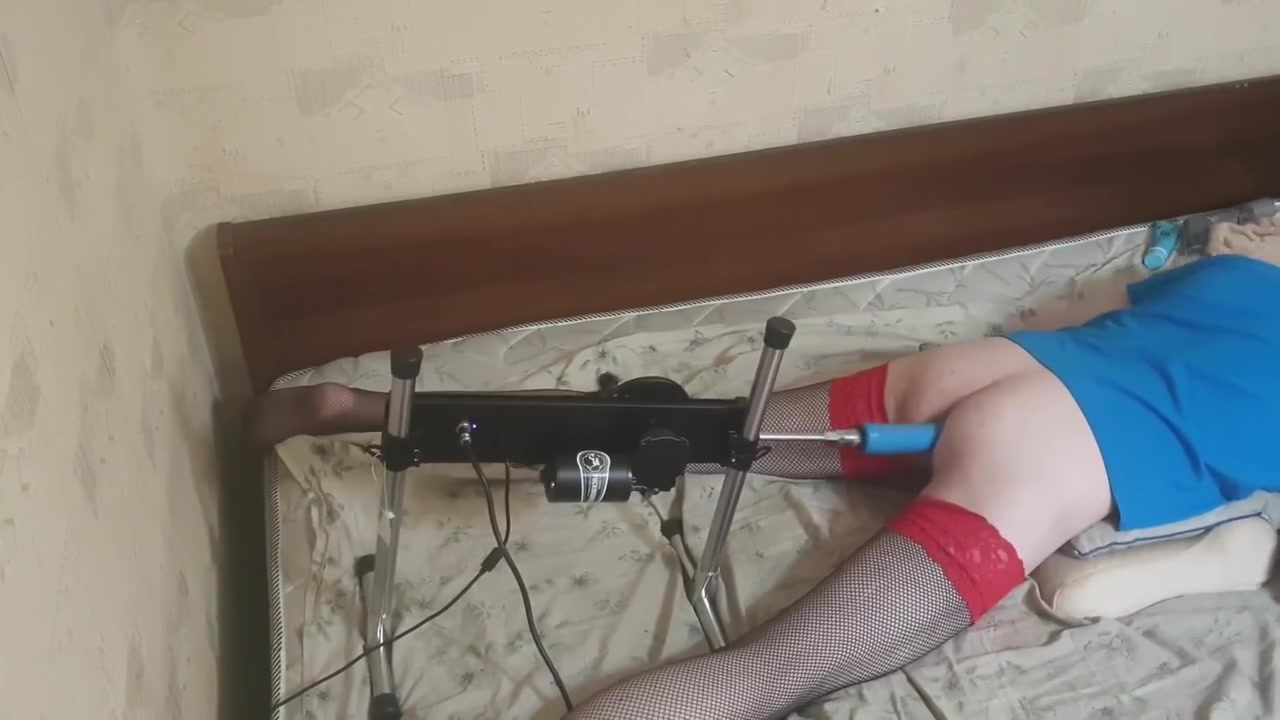 Ass Fucked On The Bed With Sex Machine