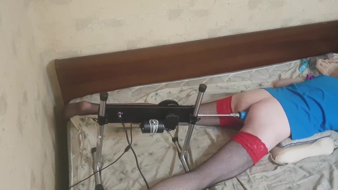 Ass Fucked On The Bed With Sex Machine