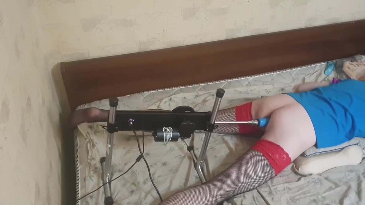Ass Fucked On The Bed With Sex Machine