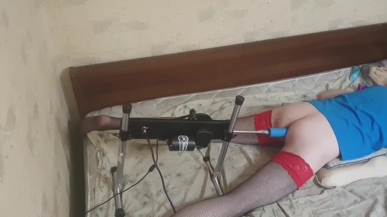 Ass Fucked On The Bed With Sex Machine