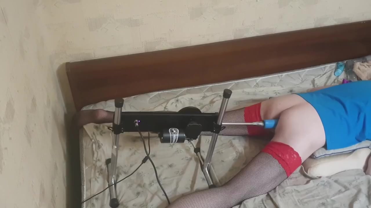 Ass Fucked On The Bed With Sex Machine