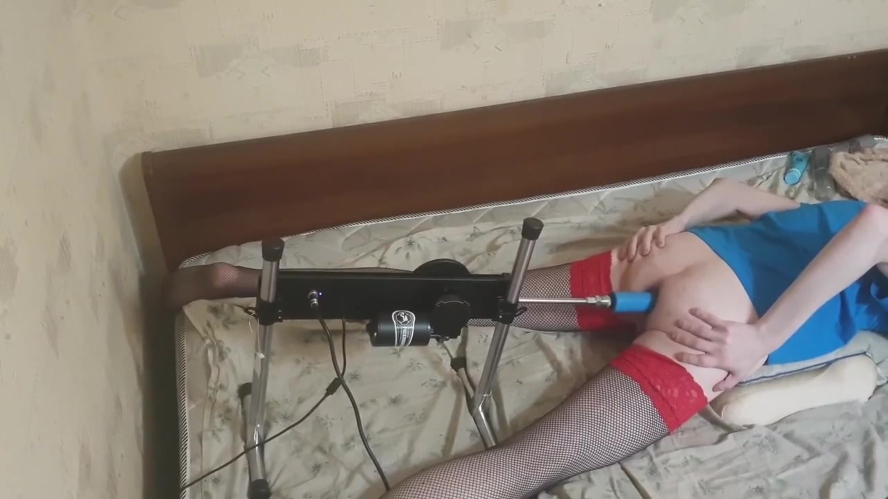 Ass Fucked On The Bed With Sex Machine