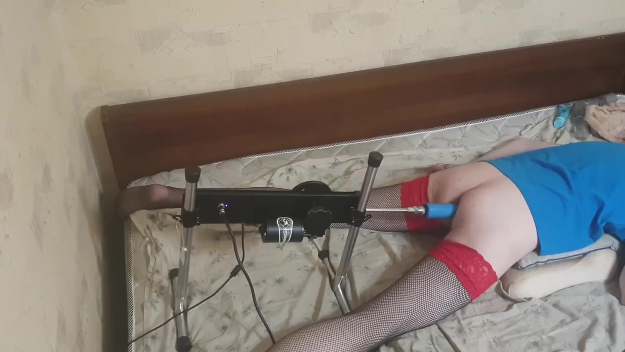 Ass Fucked On The Bed With Sex Machine