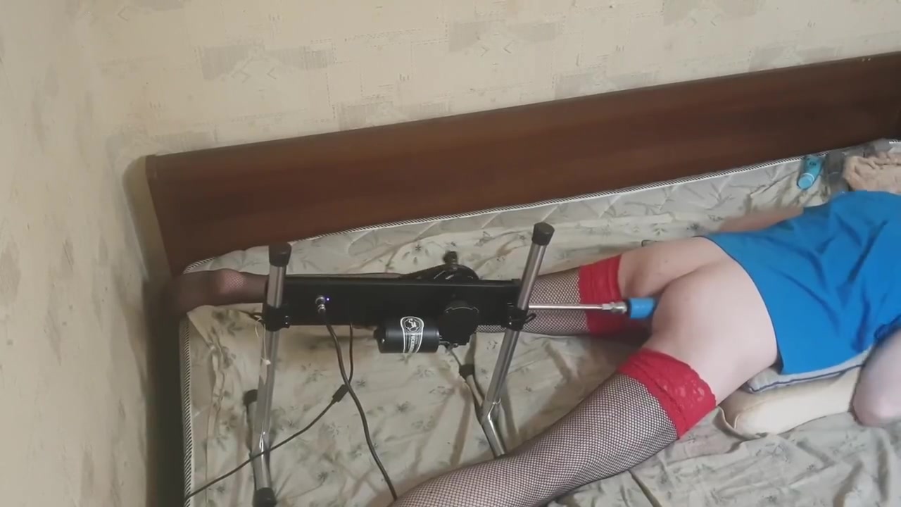 Ass Fucked On The Bed With Sex Machine