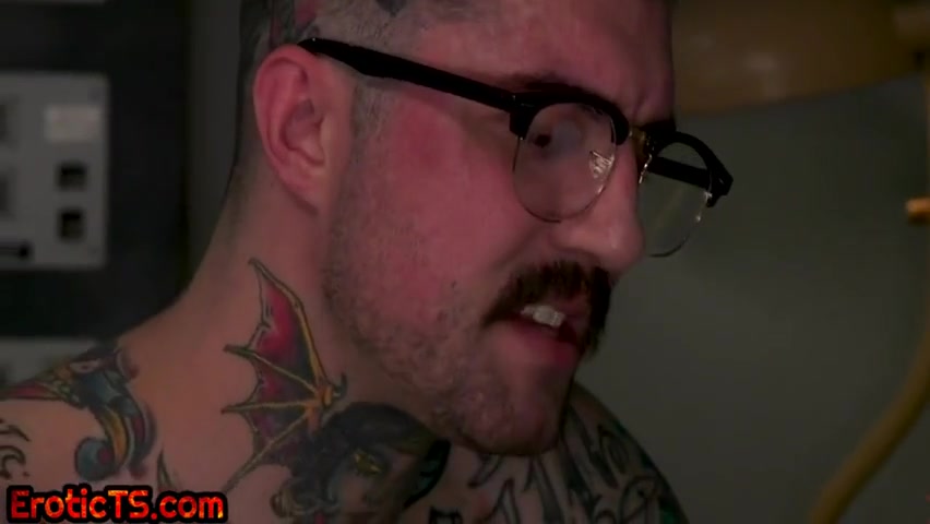 Gagging Tattooed Tranny Creampied By Dominant Doctor