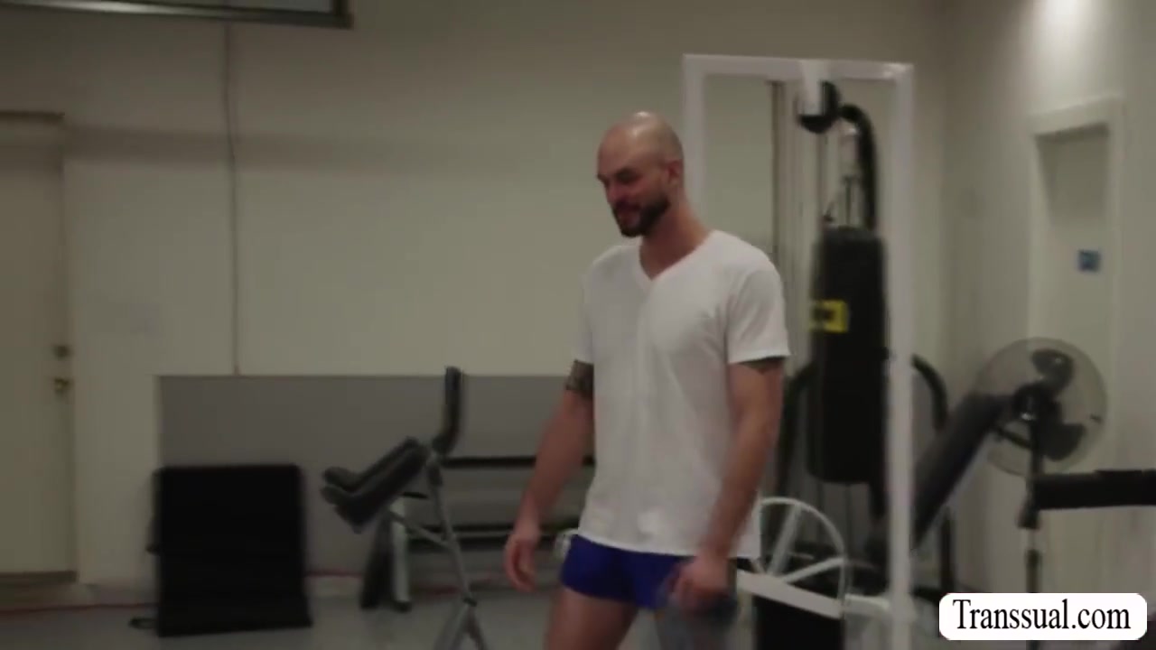 Perv Bald Barebacks Shemale Gym Buddy