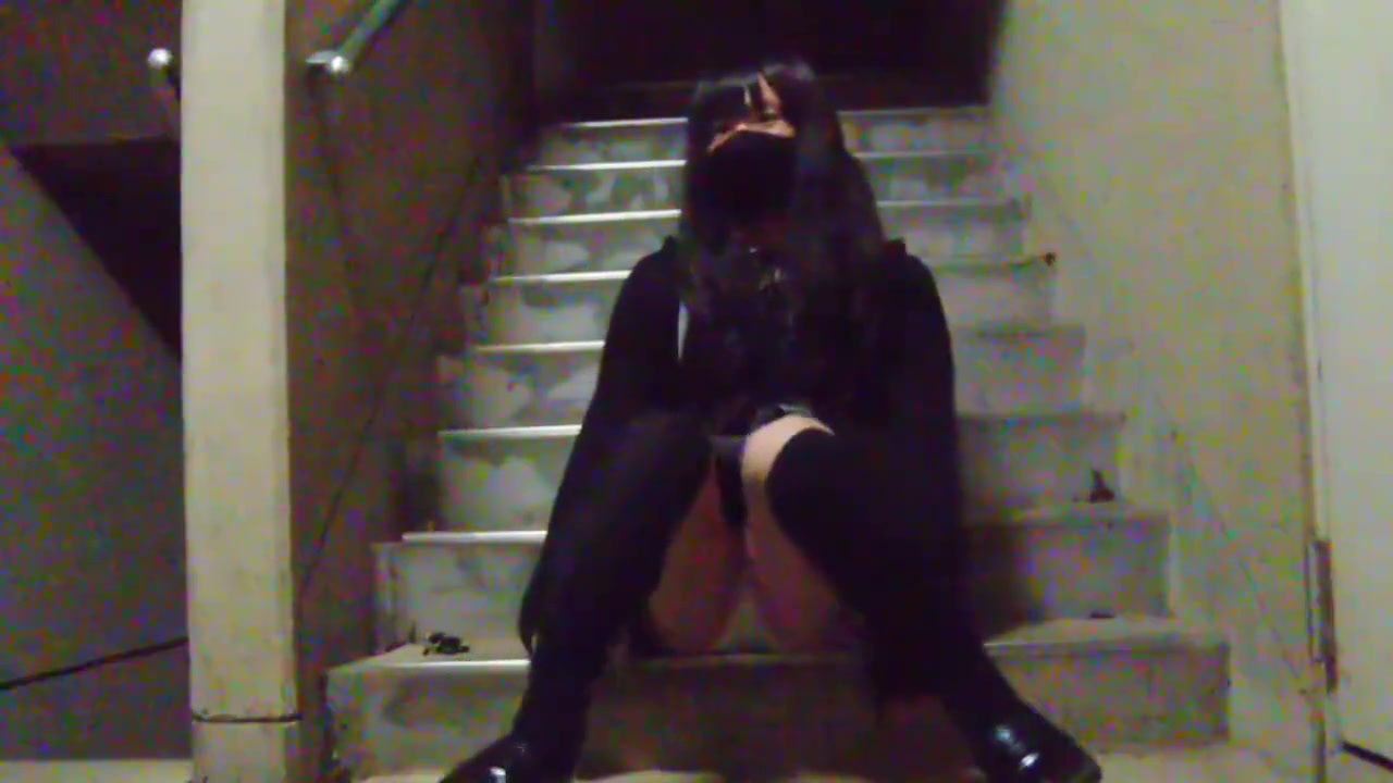 Pretty Crossdresser Ejaculates And Urinates Lewdly In The Ruined Apartment Passage Late