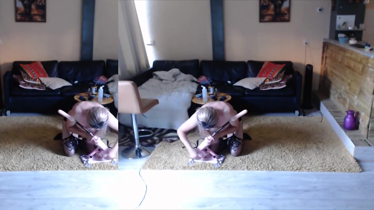 At Home In Lingerie With Music And Split Screen