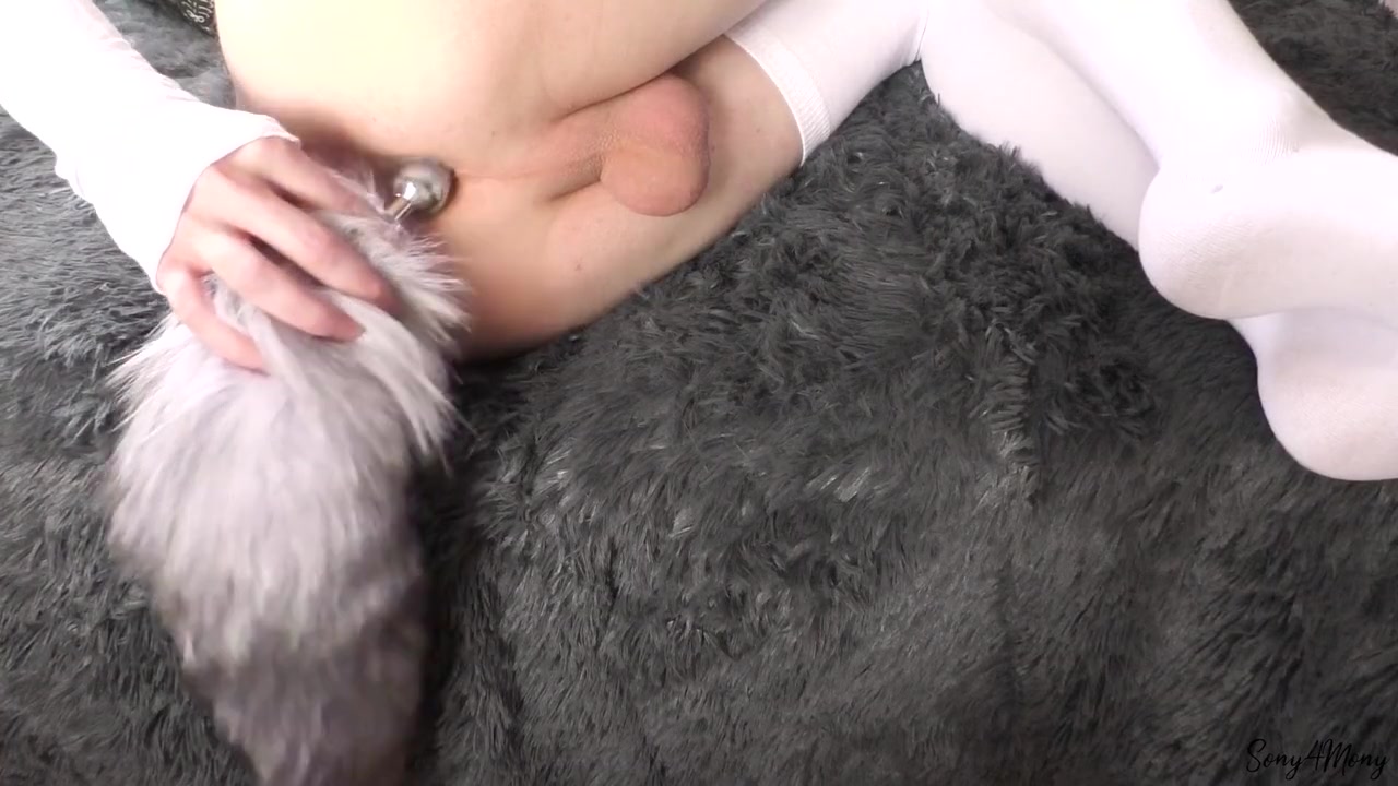 Femboy With A Tail Cums With Of Cum