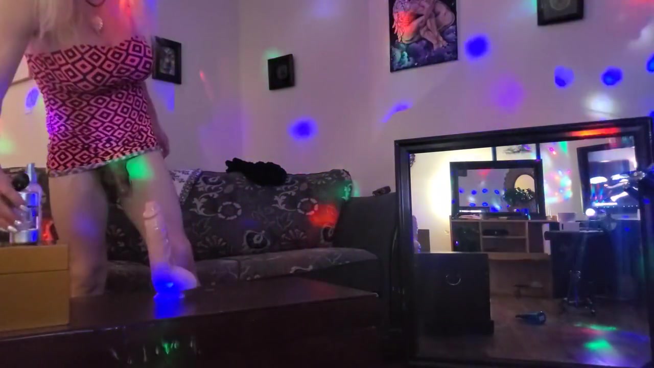 Kristis First Time Fucking A Dildo While Jerking Off Her Big Hard Cock