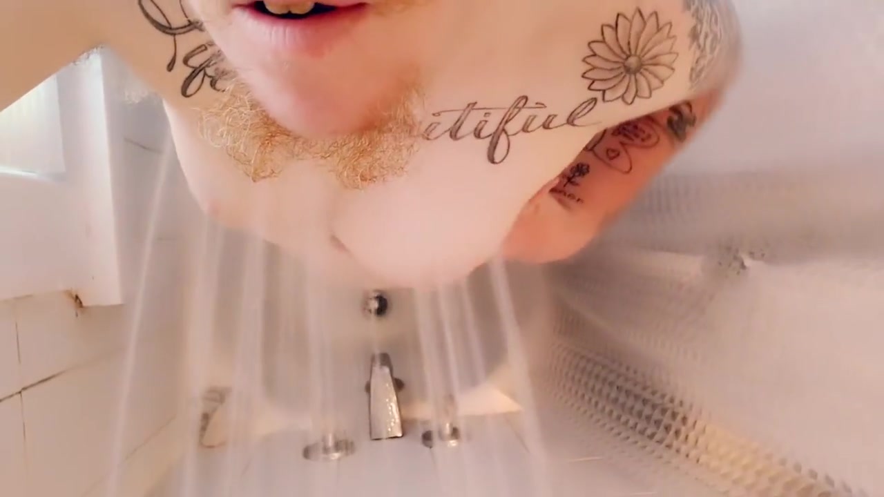Trans Man Plays With His Erect Nipples Edging In Shower