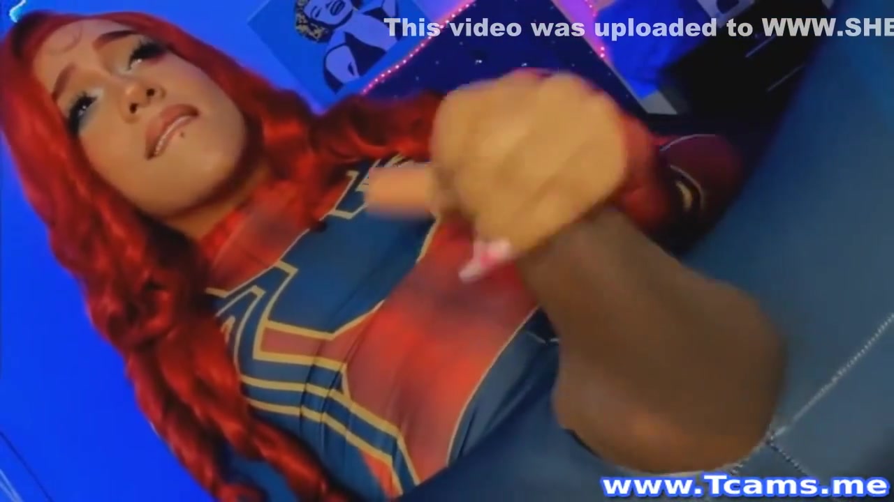 Shemale In Costume Masturbates Her Cock