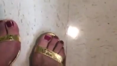 My sexy feet in gold heels