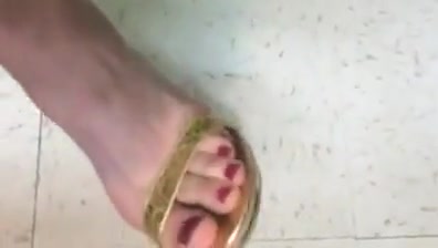 My sexy feet in gold heels